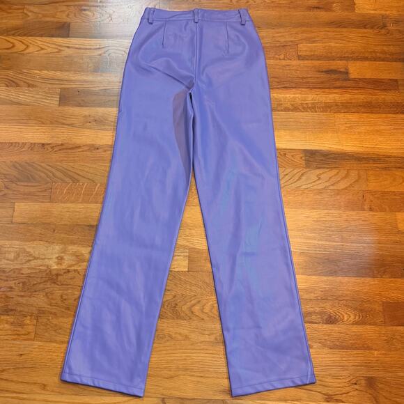 Vero Moda Women’s XS Purple Faux Leather Pleather Vegan Straight Leg Pants Rave - Picture 5 of 8